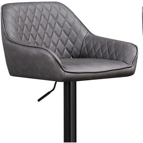 Présentation de Zoom sur Tabourets Bar Cuir Synthétique, Repose Pied Métallique, Gris