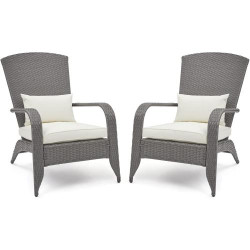 Présentation Mondeer Chaise Adirondack, Fauteuil Jardin Rotin PE, Gris Brun