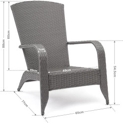 Mondeer Chaise Adirondack, Fauteuil Jardin Rotin PE, Gris Brun en situation