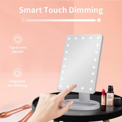 Miroir Maquillage Lumineux LED, Tactile, Rotation 180° en situation