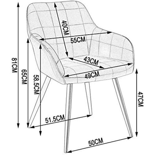 Présentation de Zoom sur Chaises de Salle à Manger Velours Noir, Lot de 2, Structure Métal