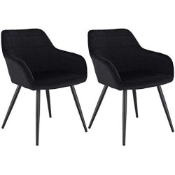 Présentation Chaises de Salle à Manger Velours Noir, Lot de 2, Structure Métal