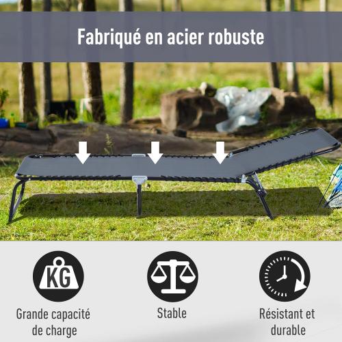 Présentation de Zoom sur Outsunny Bain de Soleil Pliable Dossier Inclinable Noir