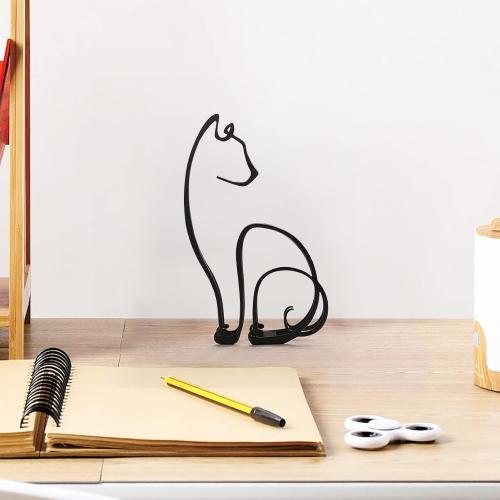 Présentation de Zoom sur Kolymax Sculpture Art Minimaliste Métal Chien Chat Décoration