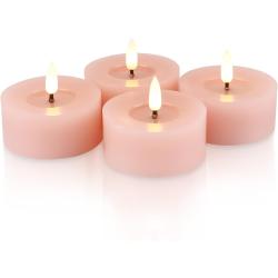 Présentation Bougies LED votives rose pâle, lot de 4, cire véritable