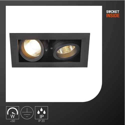 Présentation de Zoom sur Spots Encastrables KADUX, 2 Lampes, Noir Mat, Orientables