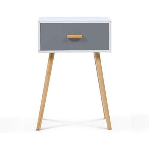 Présentation de Zoom sur Tables de Chevet EIYA Scandinaves Bois Blanc, Gris