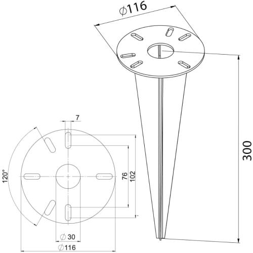 Présentation de Zoom sur Piquet enfoncer TRIBECCO, acier galvanisé, lampe jardin