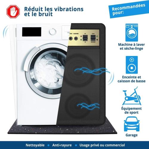 Présentation de Zoom sur Tapis Anti Vibrations Noir, Absorption Bruit, Découpable