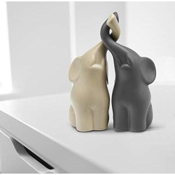 Sculpture Moderne de Couple d’Éléphants en Céramique pour Déco en situation