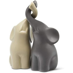 Présentation Sculpture Moderne de Couple d’Éléphants en Céramique pour Déco