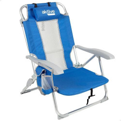 Présentation Chaise de Plage Pliable AKTIVE Aluminium Textilène Bleu Ciel