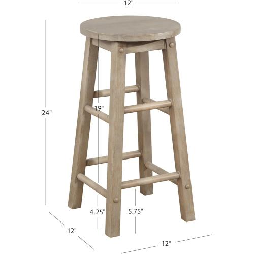 Présentation de Tabouret comptoir Linon, siège rond gris délavé en situation