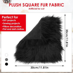 Tapis carré fausse fourrure poils longs noir en situation