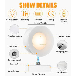 Lumières LED Intérieur, 2 Pièces, Télécommande, Blanc en situation