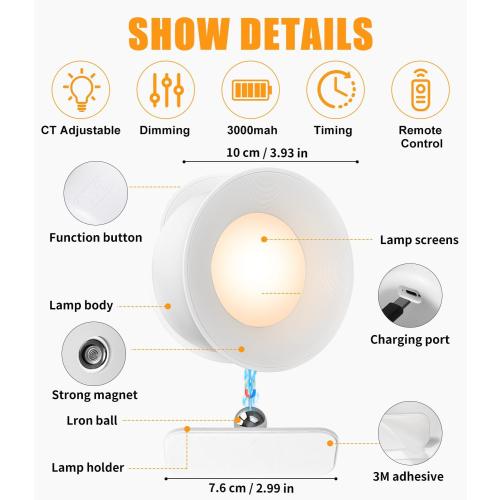 Présentation de Lumières LED Intérieur, 2 Pièces, Télécommande, Blanc en situation