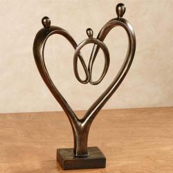 Présentation Sculpture de table I Love You, Résine Bronze, Décor Moderne