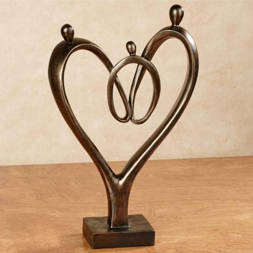 Présentation de Présentation Sculpture de table I Love You, Résine Bronze, Décor Moderne