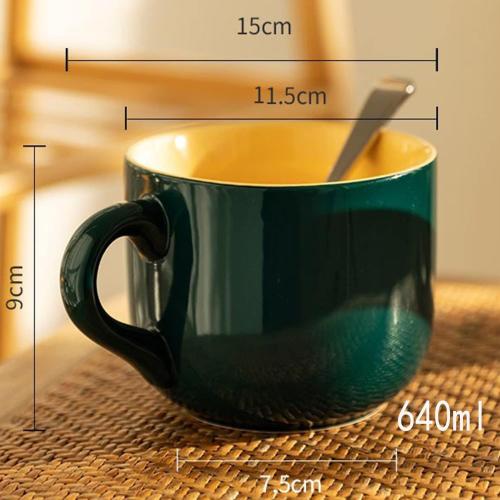 Présentation de Zoom sur Tasse en céramique humoristique, soucoupe, cuillère, cadeau