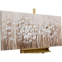 Présentation KunstLoft Tableau peinture moderne, fleurs beige, déco murale