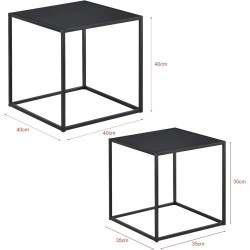 Tables Basses Carrées Métal Noir Mat, Anti Éraflures en situation