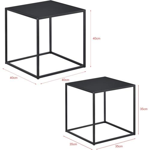 Présentation de Tables Basses Carrées Métal Noir Mat, Anti Éraflures en situation