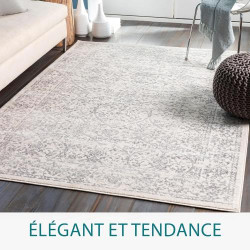 Tapis Vintage Multicolore Boho Chic, Design Oriental Ivoire, Gris en situation