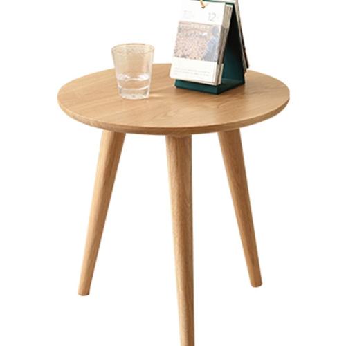 Présentation de Zoom sur Table basse ronde chêne massif, meuble moderne, lampe chevet