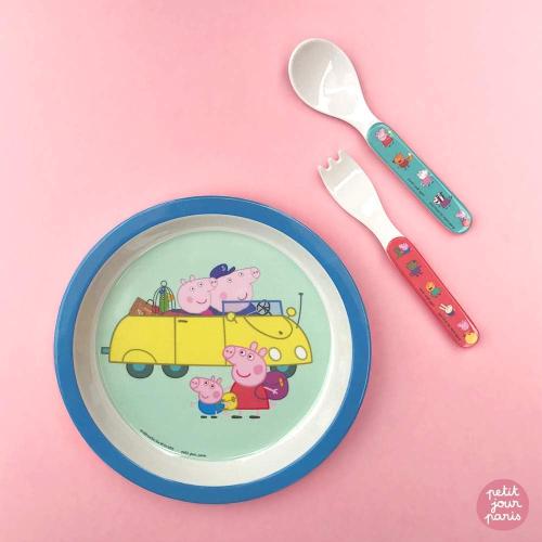 Présentation de Zoom sur Assiette Bébé Peppa Pig, Bleu, Petit Jour Paris