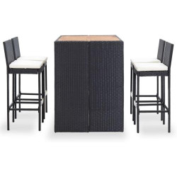 VidaXL Ensemble Bar 5 pcs Salon Jardin Résine Tressée Noir en situation