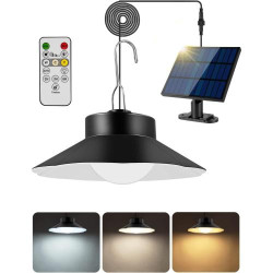 Présentation Lampe solaire extérieure suspendue, télécommande, étanche IP65