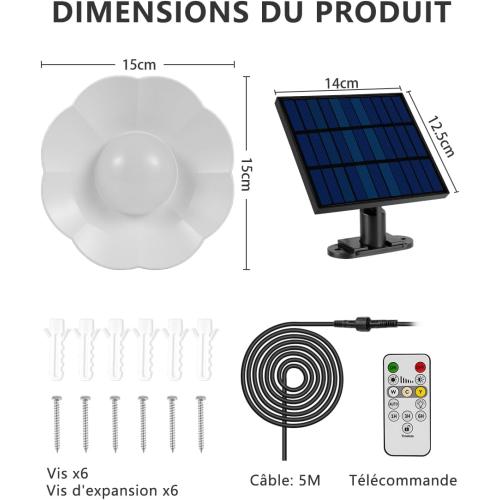 Présentation de Lampe solaire extérieure suspendue, télécommande, étanche IP65 en situation