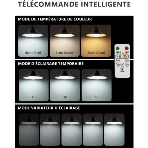 Présentation de Zoom sur Lampe solaire extérieure suspendue, télécommande, étanche IP65