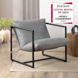 Présentation Fauteuil suspendu ZINUS Aidan style moderne, gris clair rembourré flocons mousse