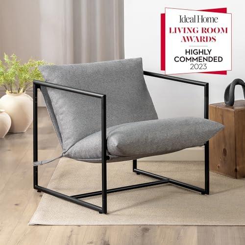 Présentation de Présentation Fauteuil suspendu ZINUS Aidan style moderne, gris clair rembourré flocons mousse