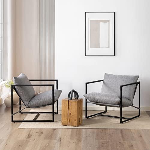 Présentation de Fauteuil suspendu ZINUS Aidan style moderne, gris clair rembourré flocons mousse en situation