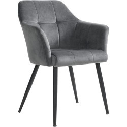 Présentation Chaise Salle à Manger Velours Gris, Fauteuil Rembourré