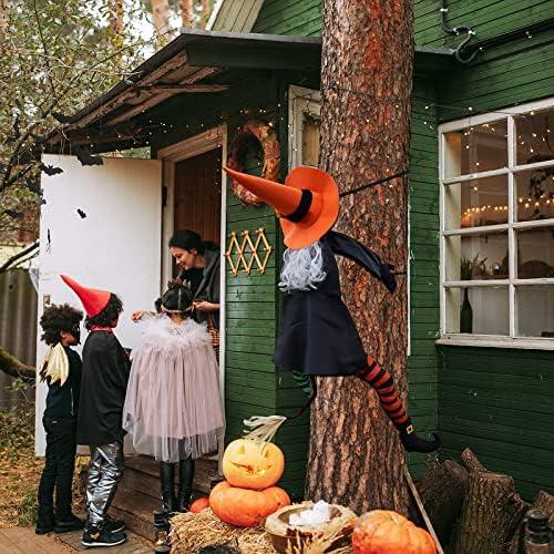 Présentation de Zoom sur Décorations Extérieures Halloween, Sorcière Accrochée Arbre, Jardin