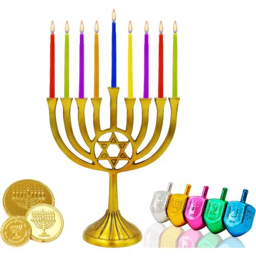 Présentation de Zoom sur Bougies multicolores Chanouka, The Dreidel Company