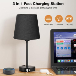 Lampe de Chevet Tactile Kakanuo avec Ports USB - Abat-jour en Lin en situation