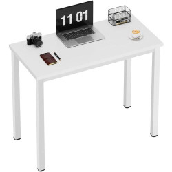 Présentation Bureau Ordinateur Blanc, Table Etude Informatique Moderne