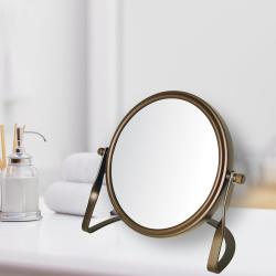 Miroir maquillage double face, grossissement, bronze en situation