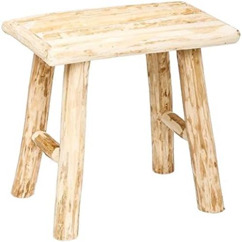 Présentation de Présentation Tabouret en Bois Atmosphera Woody, Design Rustique, Confort et Élégance