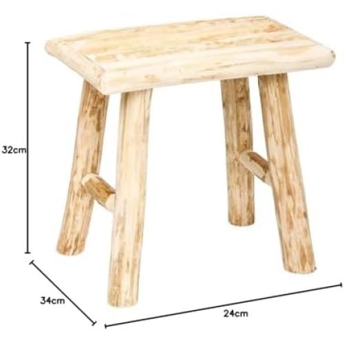 Présentation de Zoom sur Tabouret en Bois Atmosphera Woody, Design Rustique, Confort et Élégance