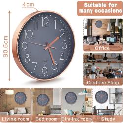 Horloge Murale Moderne Ronde, Quartz, Silencieuse, Pile en situation