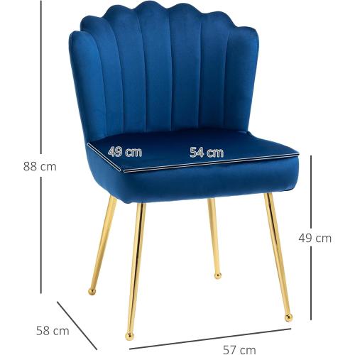 Présentation de Chaises modernes rembourrées effet velours, bleu, 2 pièces en situation