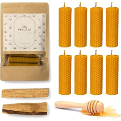 Présentation Coffret Bougie Naturelle BESOULS, Cire d'Abeille, Palo Santo