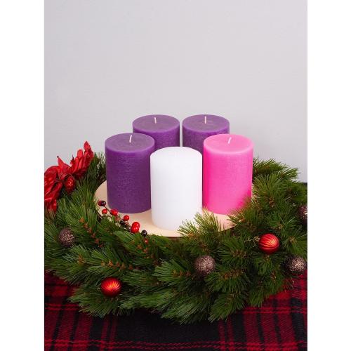 Présentation de Zoom sur Bougies pilier CANDWAX, 5 pièces, rustiques, violet