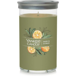 Présentation Bougie Yankee Candle Sage, Citrus, Parfum Signature 404 g