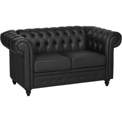 Présentation HOMCOM Canapé Chesterfield Cuir PU Noir, Classique, Confort